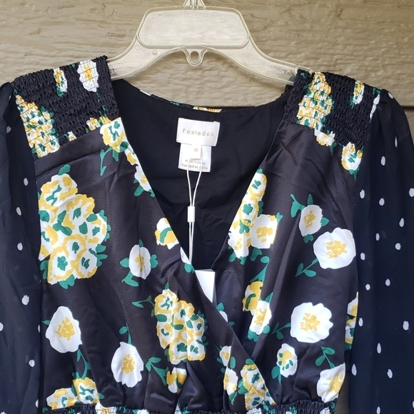 Foxiedox Anemone Smocked Mixed Print Mini Dress - Picture 9 of 15